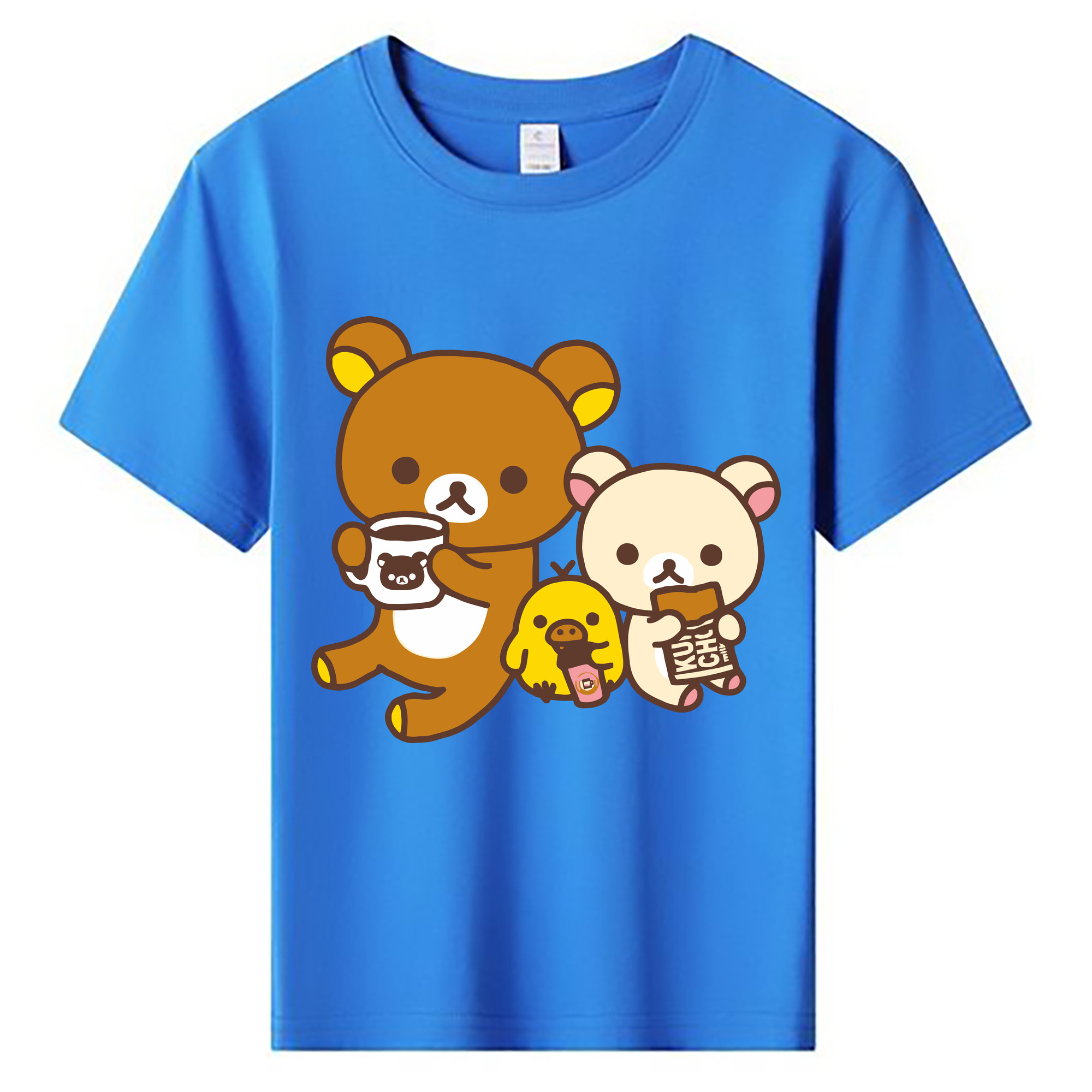 （画像用） リラックマ リラックマ キイロイトリ Rilakkuma Korilakkuma Kiiroitori 綿100％キッズTシャツ（フロントプリント）